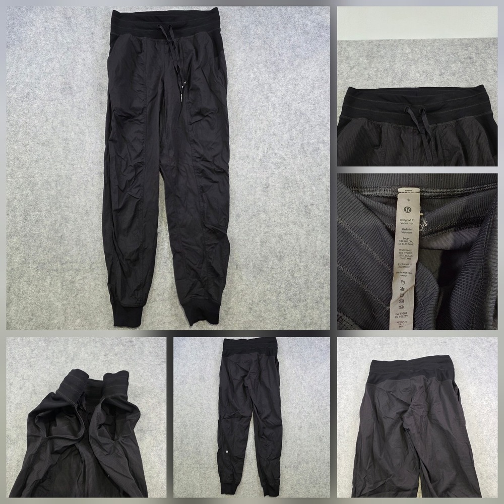 Lululemon Dance Studio Jogger Pants Womens 4 Black Elastic Waist Pockets Yoga